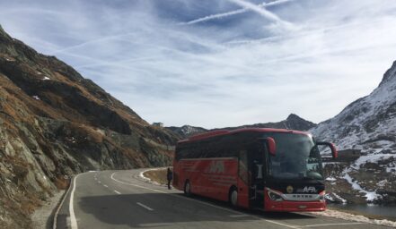 AFA Bus unterwegs auf dem grossen St. Bernhard